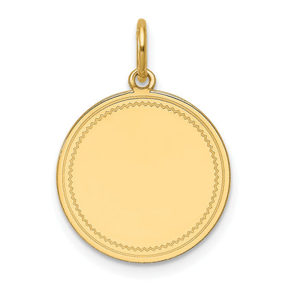 14k Plain with Zig-Zag Edge .013 Gauge Engravable Round 15.5mm Disc Charm