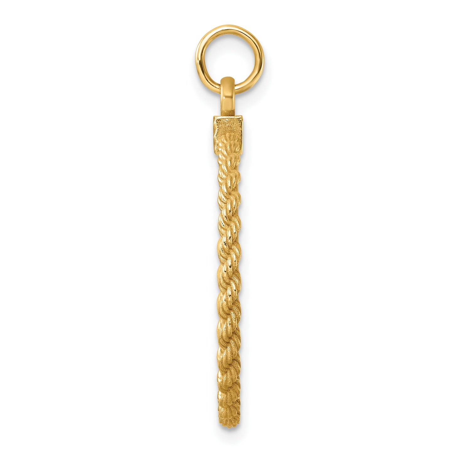 14k Plain .013 Gauge Round Engravable 24.9mm Disc with Rope Edge Charm