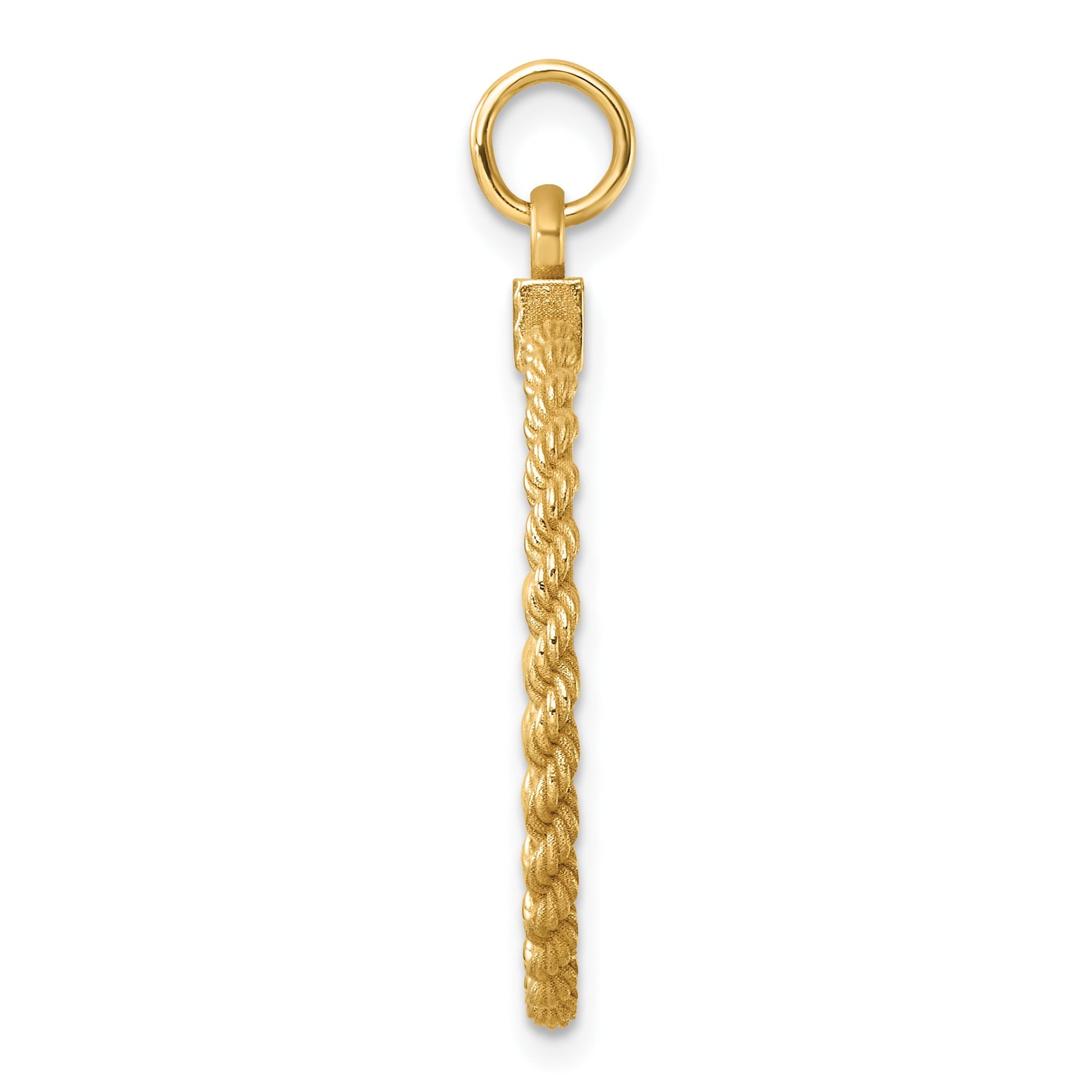14k Plain .013 Gauge Round Engravable 24.9mm Disc with Rope Edge Charm