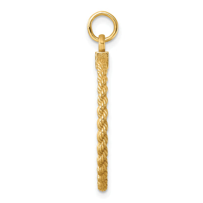 14k Plain .013 Gauge Round Engravable 24.9mm Disc with Rope Edge Charm