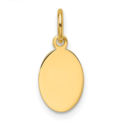 14k Plain .013 Gauge Engravable Oval 10x7mm Disc Charm