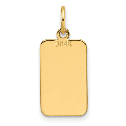 14k Plain .013 Gauge Engravable Rectangular 15.5x9.4mm Disc Charm