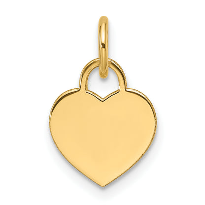 14k Plain .013 Gauge Engravable Heart 9.5x10mm Disc Charm