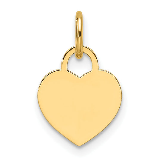 14k Plain .011 Gauge Engravable Heart 9.5x10mm Disc Charm