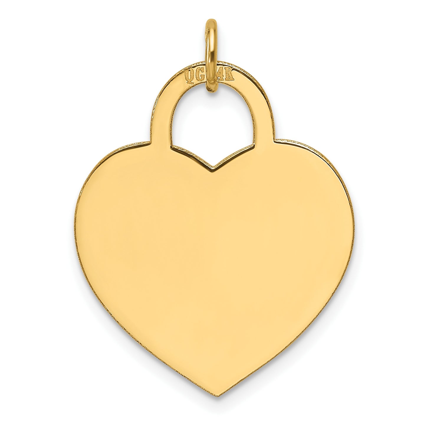 14k Plain .013 Gauge Engravable Heart 20.4x21.3mm Disc Charm