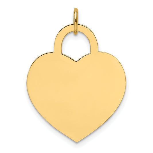 14k Plain .018 Gauge Engravable Heart 20.4x21.3mm Disc Charm