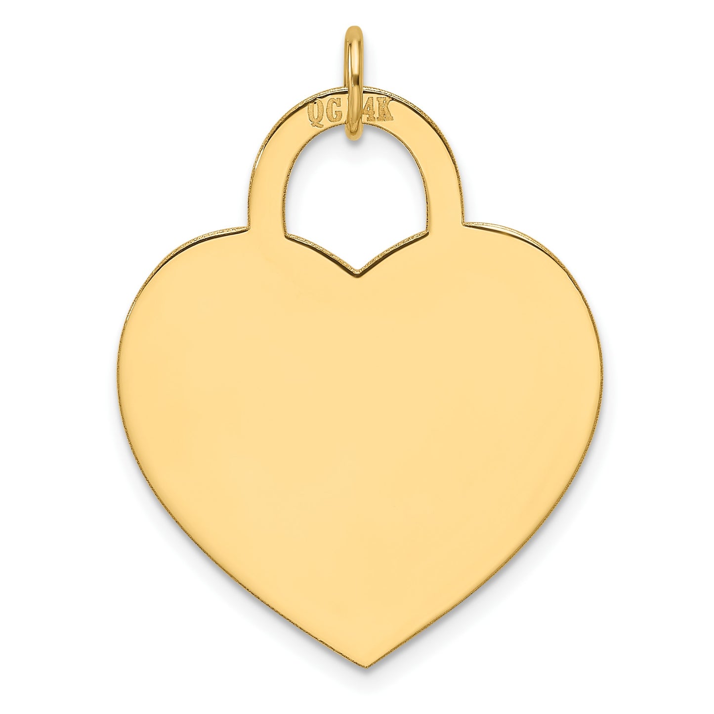 14k Plain .013 Gauge Engravable Heart 23.6x24.8mm Disc Charm