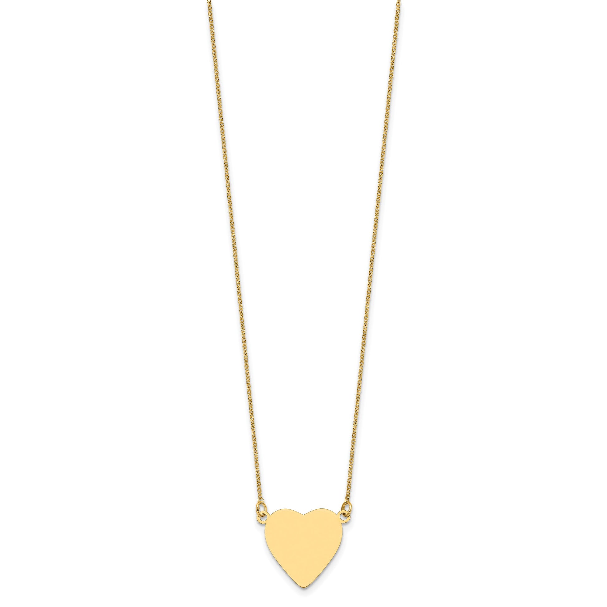 14k Plain .018 Gauge Heart Engravable 16.8x16.1mm Disc 18 inch Necklace
