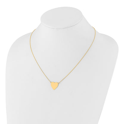 14k Plain .018 Gauge Heart Engravable 16.8x16.1mm Disc 18 inch Necklace