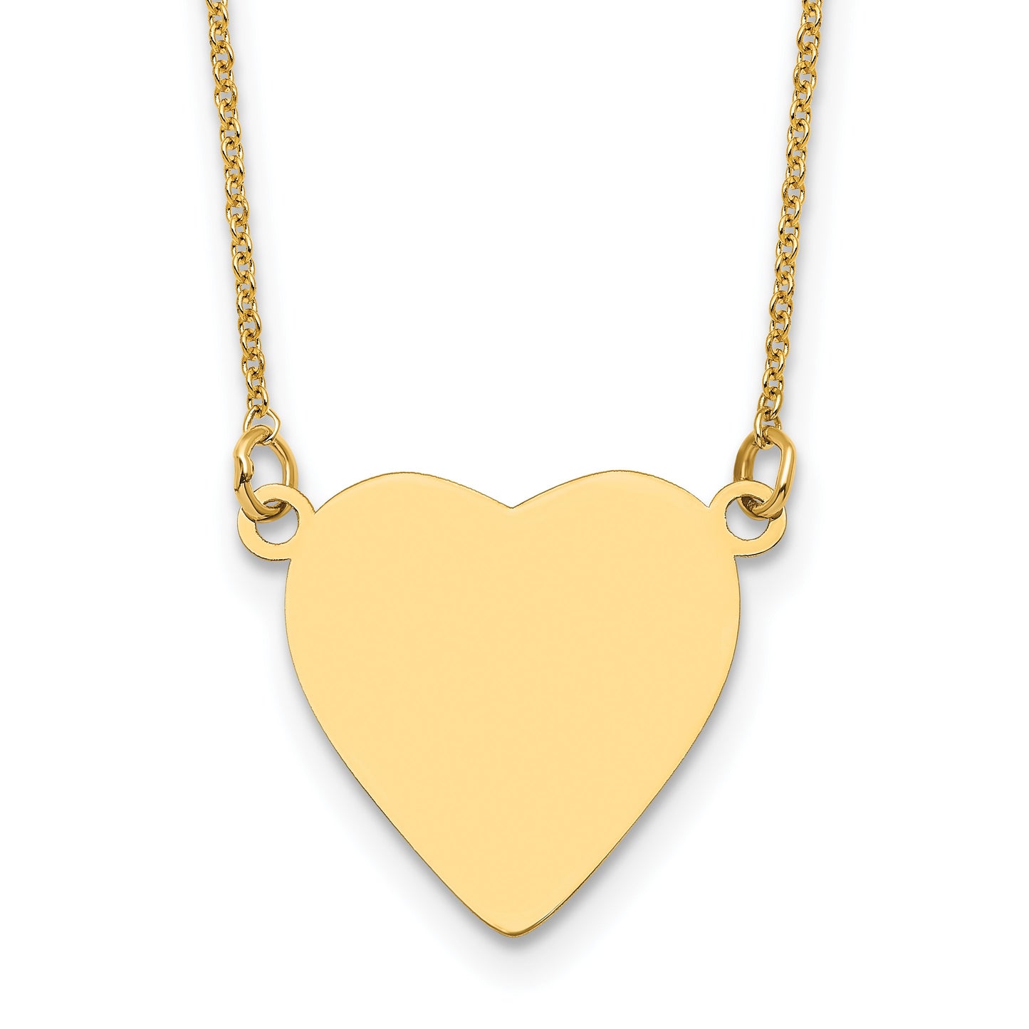 14k Plain .018 Gauge Heart Engravable 16.8x16.1mm Disc 18 inch Necklace