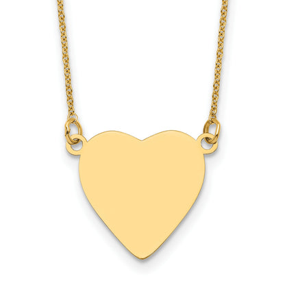 14k Plain .018 Gauge Heart Engravable 16.8x16.1mm Disc 18 inch Necklace