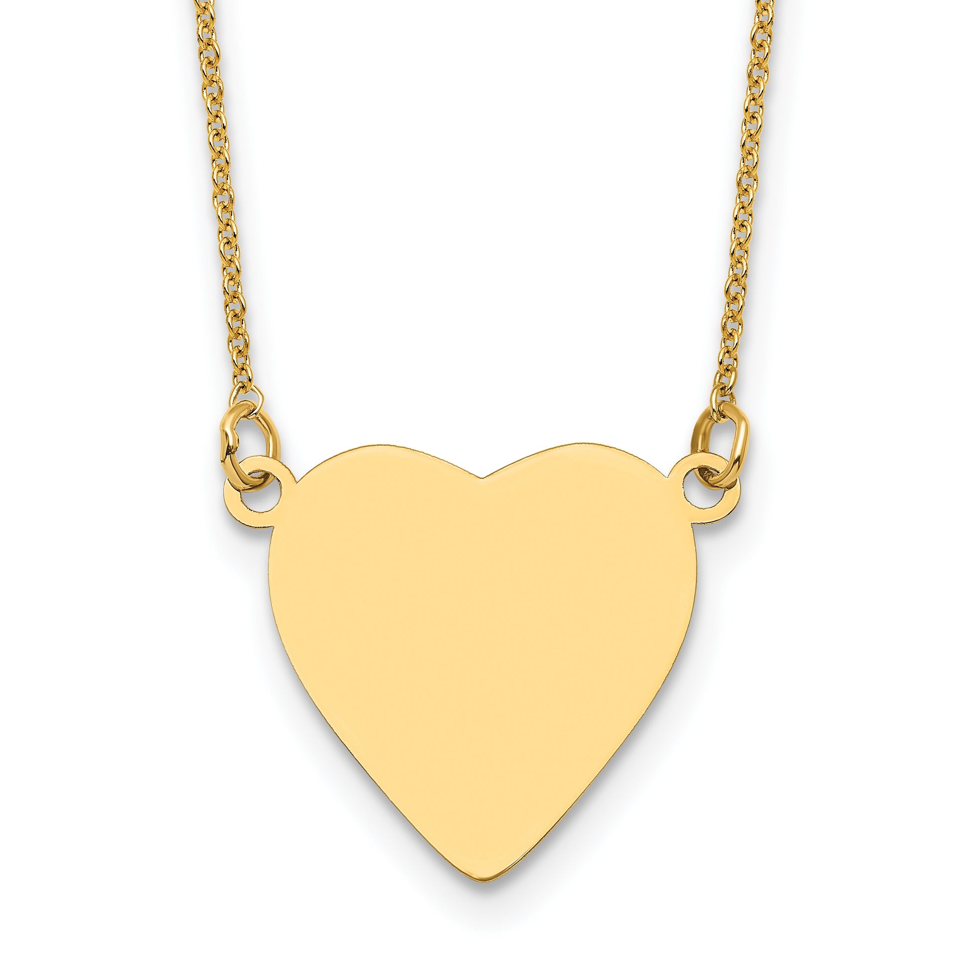 14k Plain .013 Gauge Heart Engravable 16.8x16.1mm Disc 18 inch Necklace