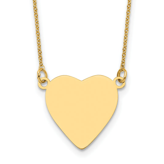 14k Plain .013 Gauge Heart Engravable 16.8x16.1mm Disc 18 inch Necklace