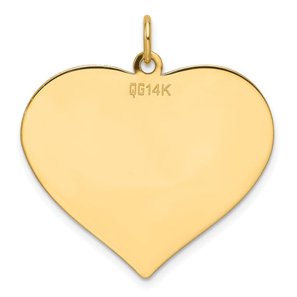 14k Plain .013 Gauge Engraveable Heart 25.7x28.9mm Disc Charm