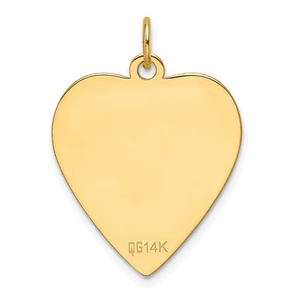 14k Plain .013 Gauge Engravable Heart 22.8x20.7mm Disc Charm