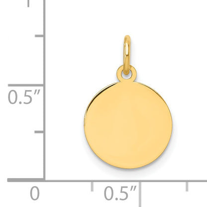 14k Plain .013 Gauge Round Engravable Disc Charm