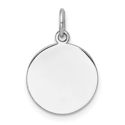 14k White Gold Plain .009 Gauge Round Engravable Disc Charm