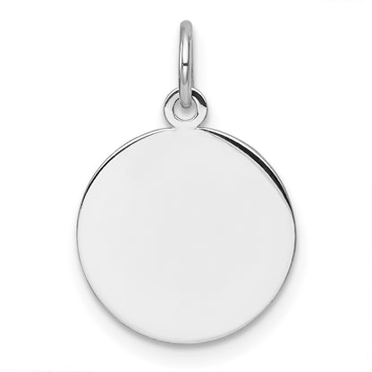 14k White Gold Plain .009 Gauge Round Engravable Disc Charm