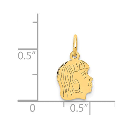 14k .013 Depth Engravable Girl Head Charm