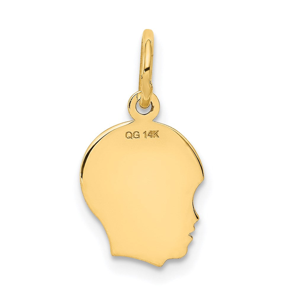 14k .011 Depth Engravable Boy Head Charm