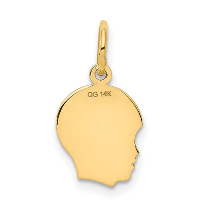 14k .011 Depth Engravable Boy Head Charm