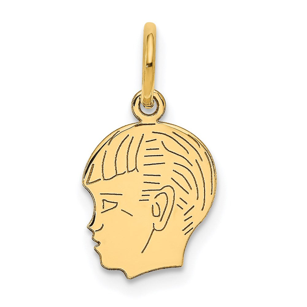 14k .011 Depth Engravable Boy Head Charm