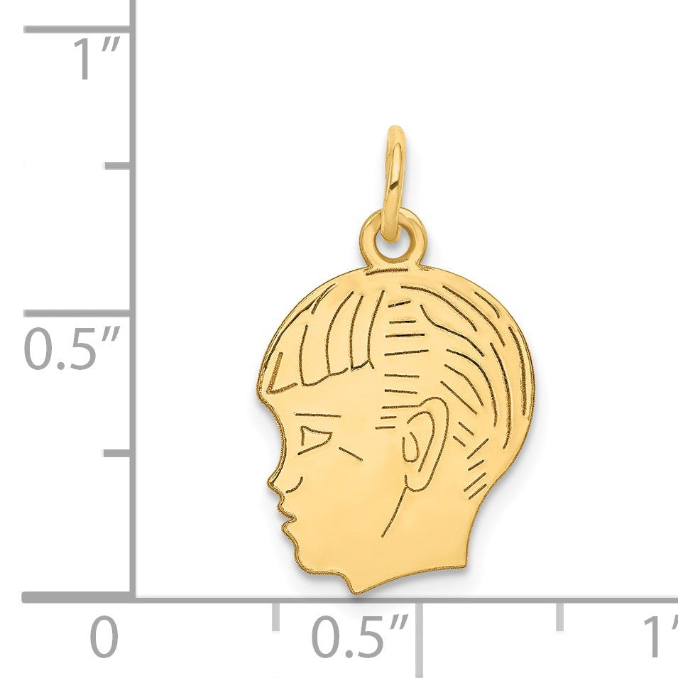 14k .013 Depth Engravable Boy Head Charm