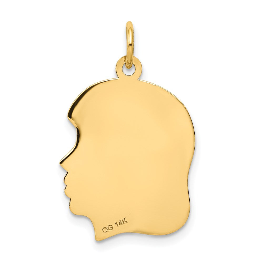 14k .011 Depth Engravable Girl Head Charm