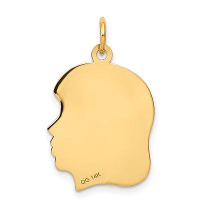 14k .013 Depth Engravable Girl Head Charm