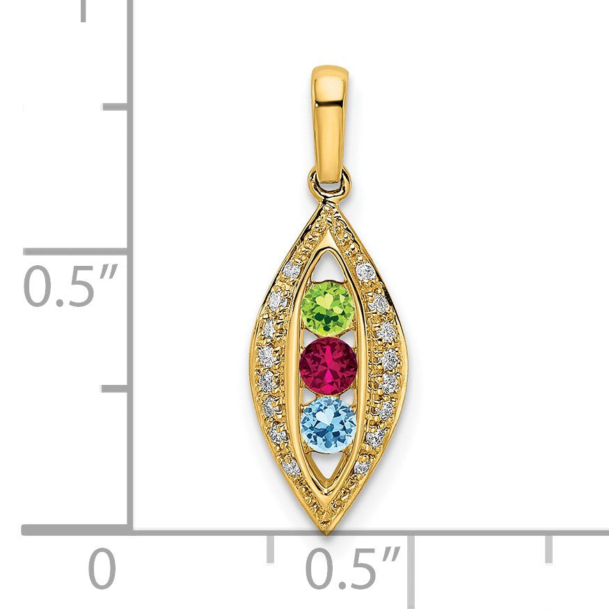 14K Family Jewelry Diamond Semi-Set Pendant