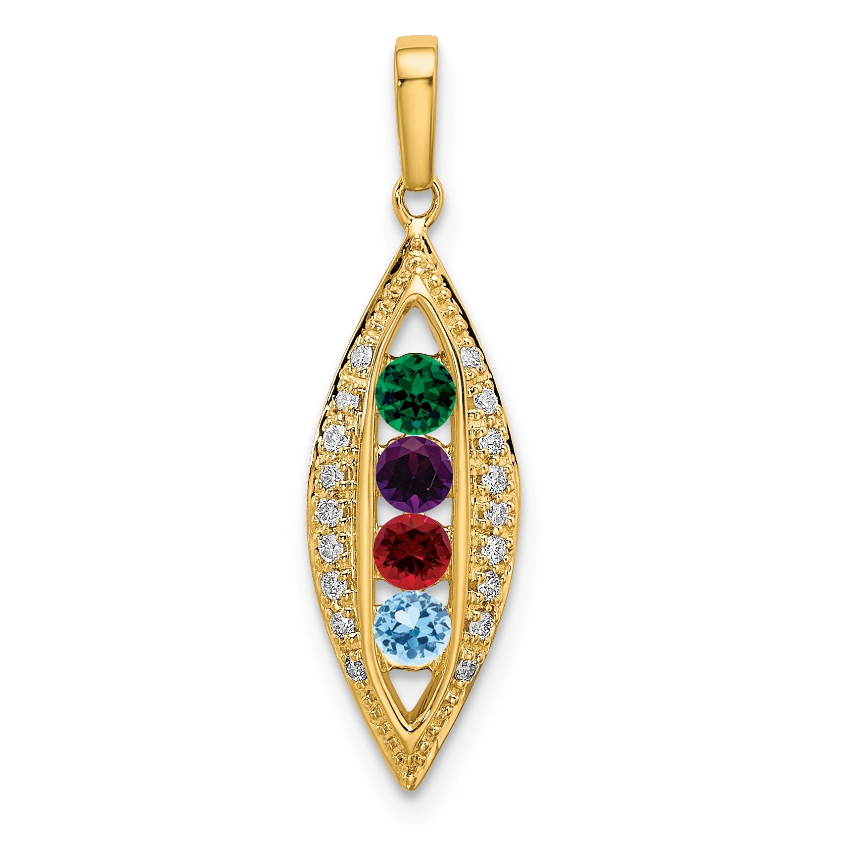 14K Family Jewelry Diamond Semi-Set Pendant