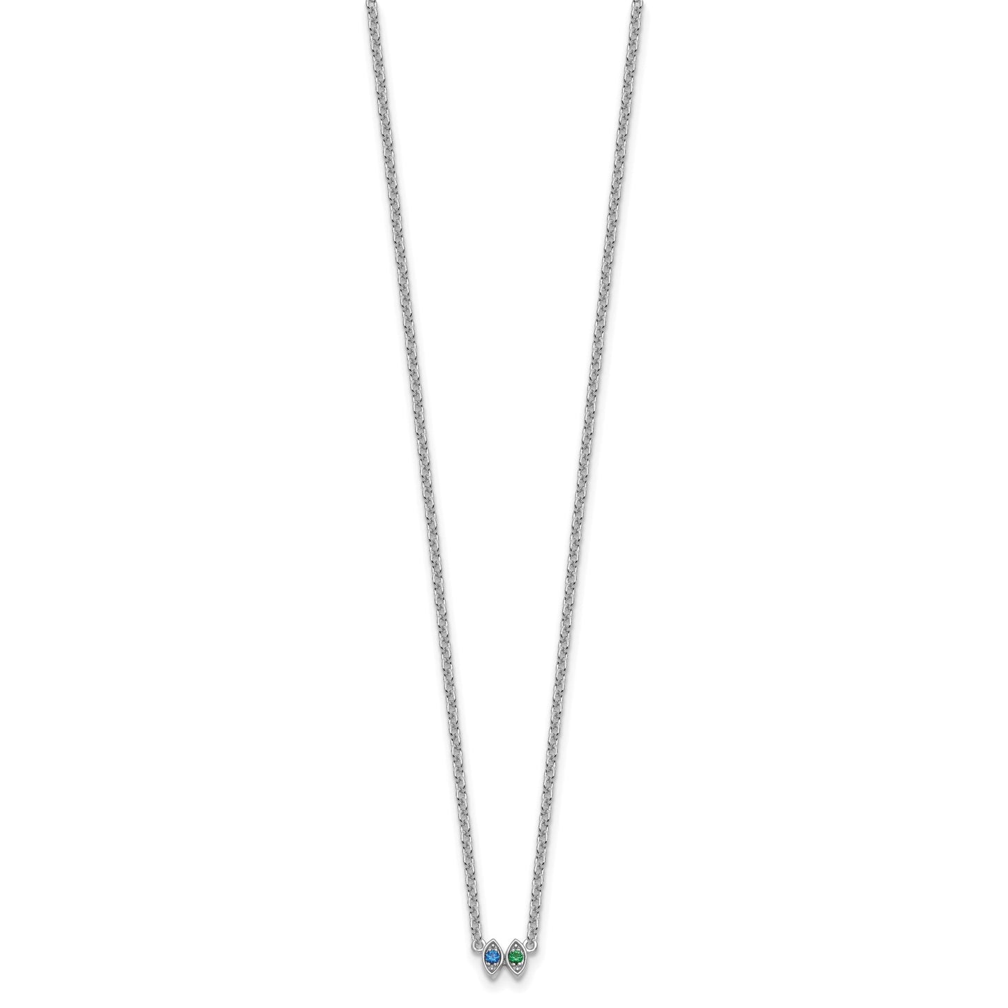 14k White Gold 2 Birthstone Mother's Necklace Mounting
