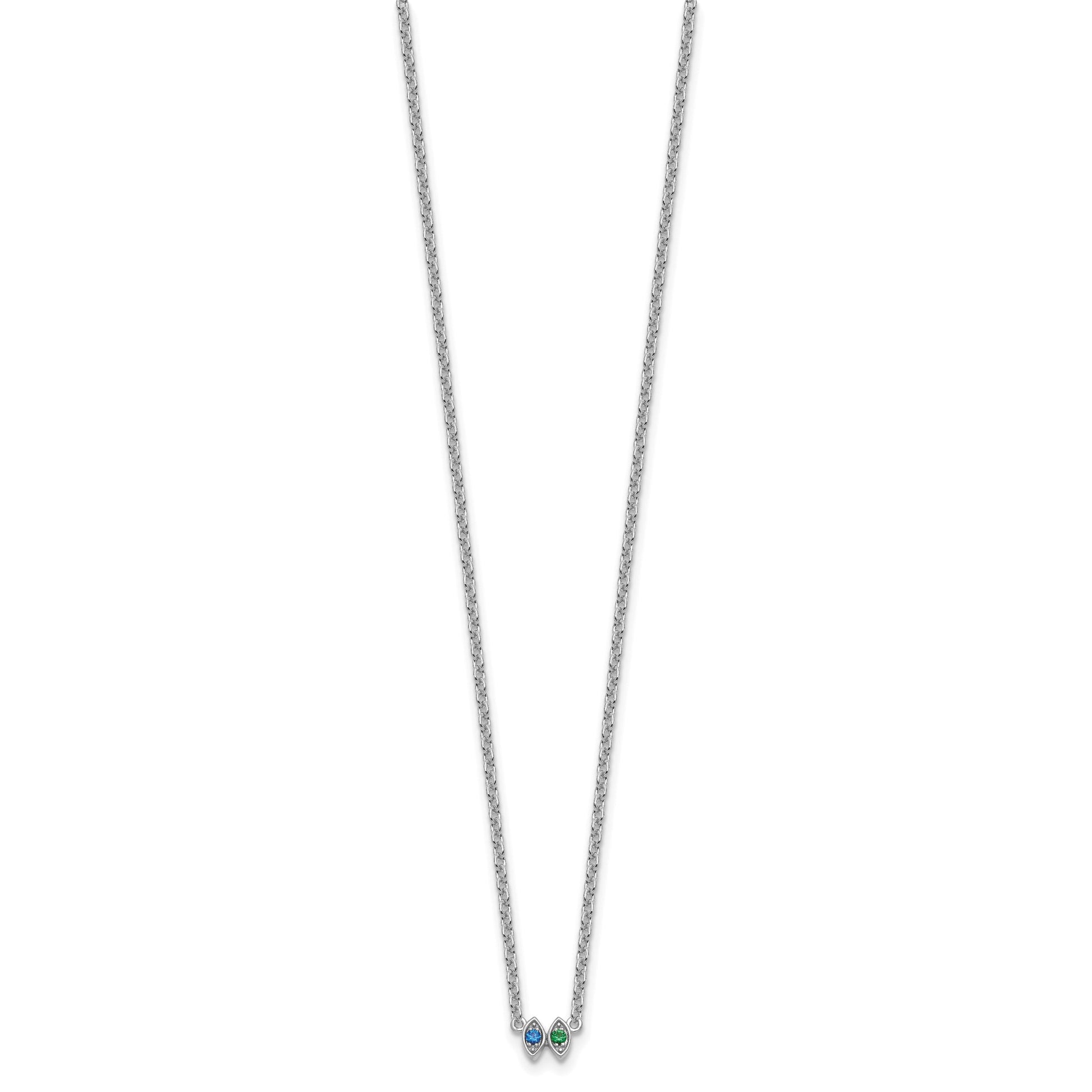 14k White Gold 2 Birthstone Mother's Necklace Mounting