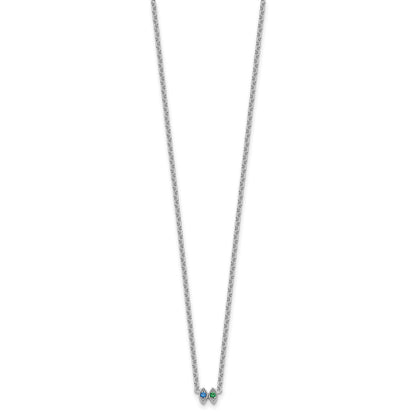 14k White Gold 2 Birthstone Mother's Necklace Mounting