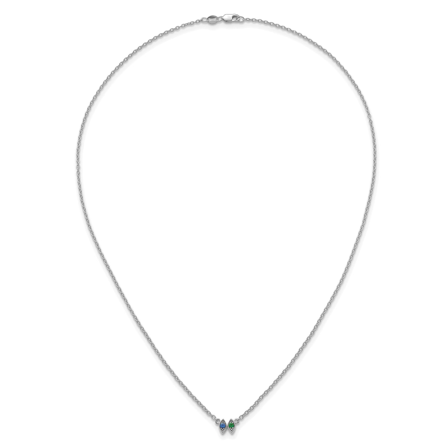 14k White Gold 2 Birthstone Mother's Necklace Mounting