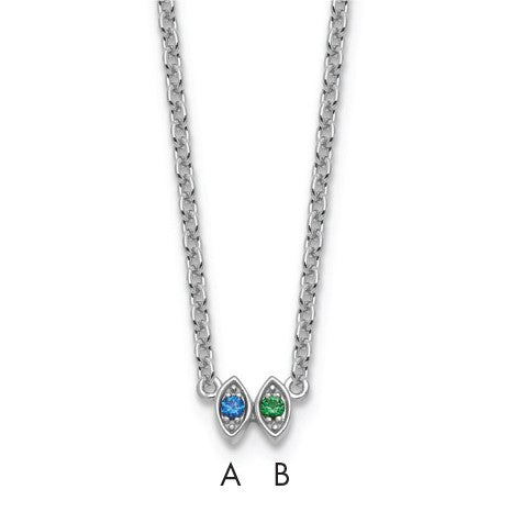 14k White Gold 2 Birthstone Mother's Necklace Mounting