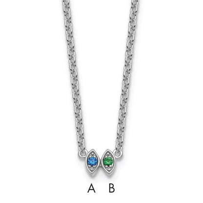 14k White Gold 2 Birthstone Mother's Necklace Mounting