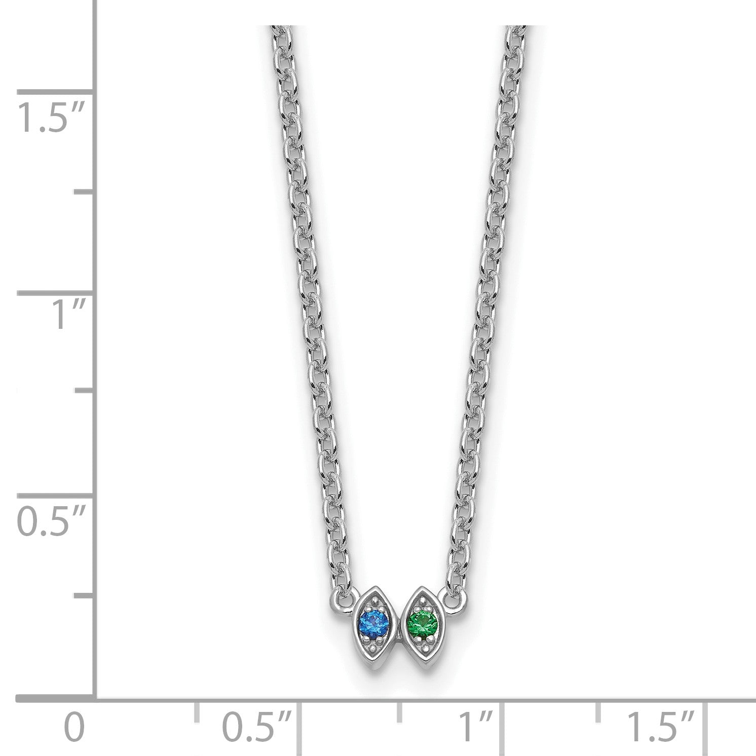 14k White Gold 2 Birthstone Mother's Necklace Mounting