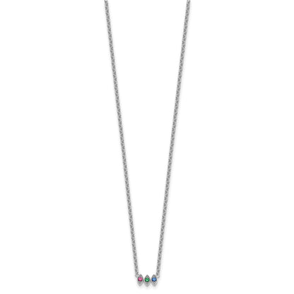 14k White Gold 3 Birthstone Mother's Necklace Mounting