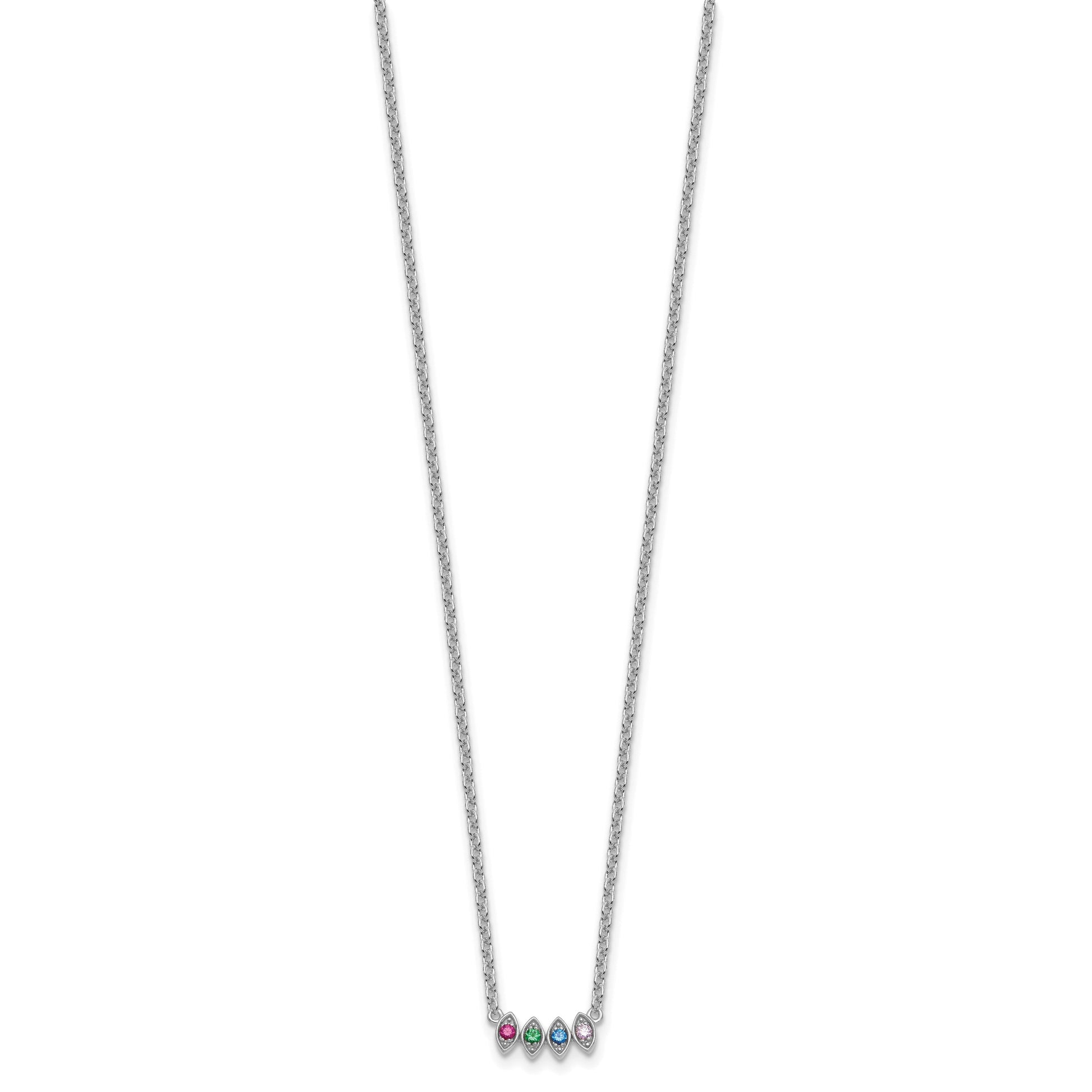 14k White Gold 4 Birthstone Mother's Necklace Mounting