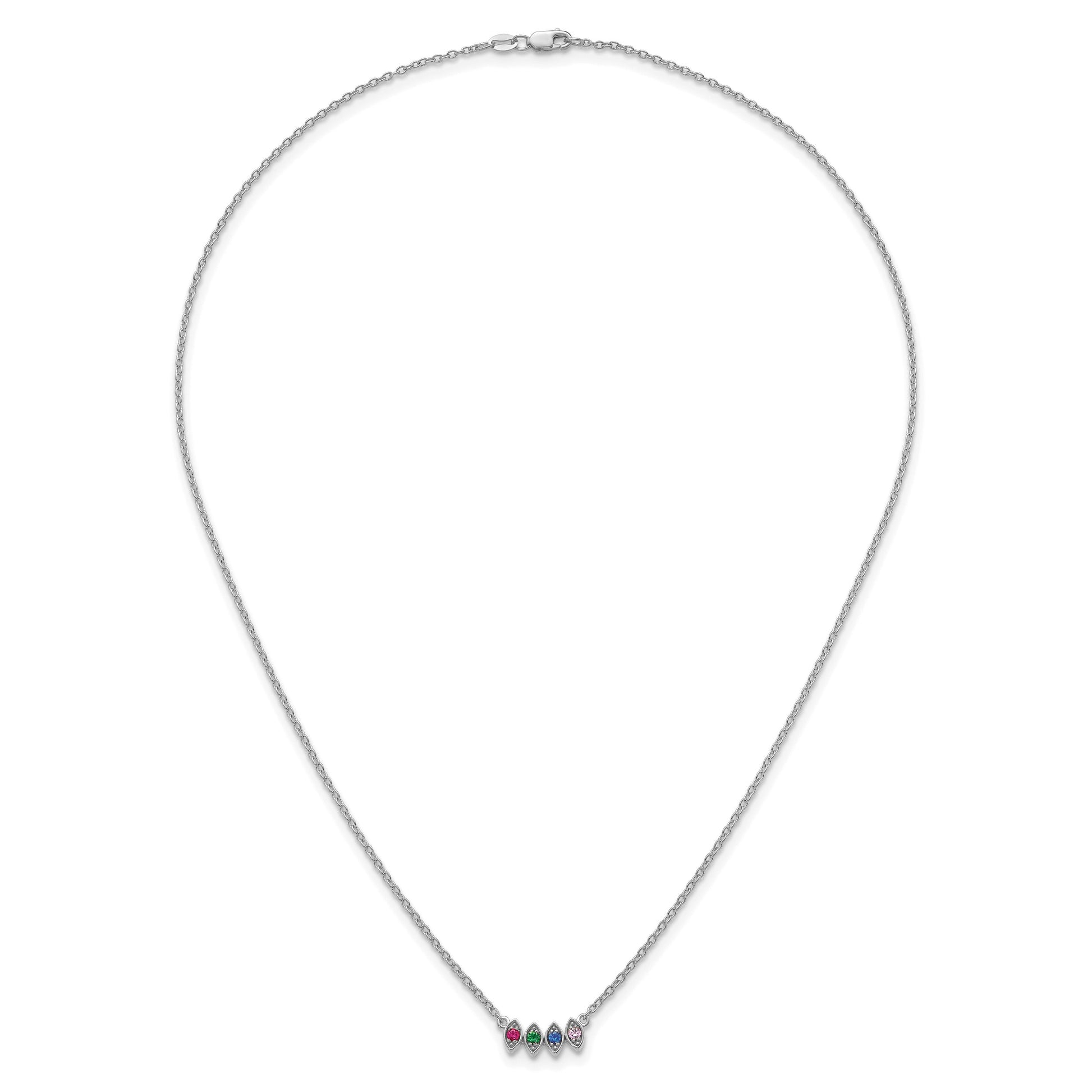 14k White Gold 4 Birthstone Mother's Necklace Mounting