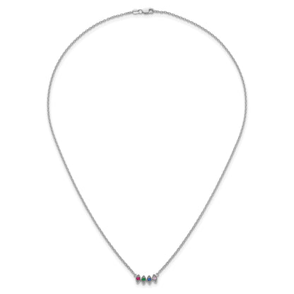 14k White Gold 4 Birthstone Mother's Necklace Mounting