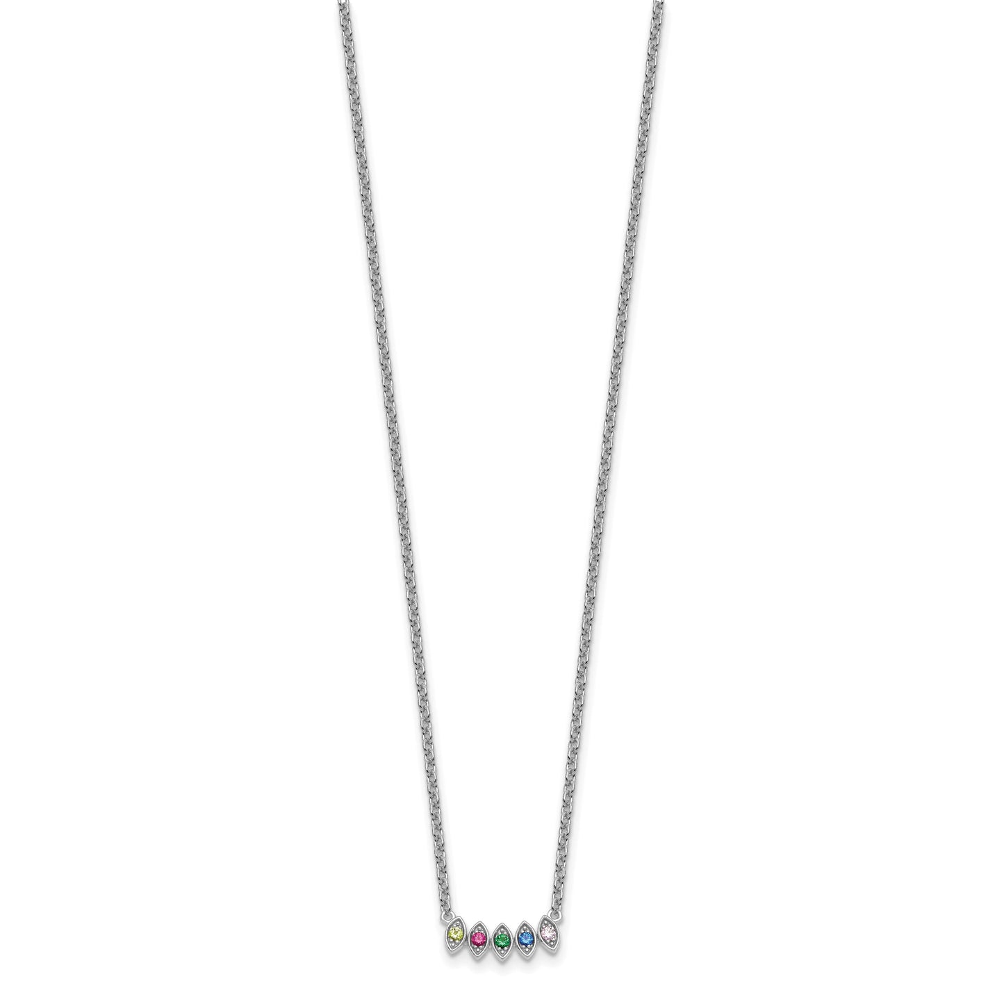 14k White Gold 5 Birthstone Mother's Necklace Mounting
