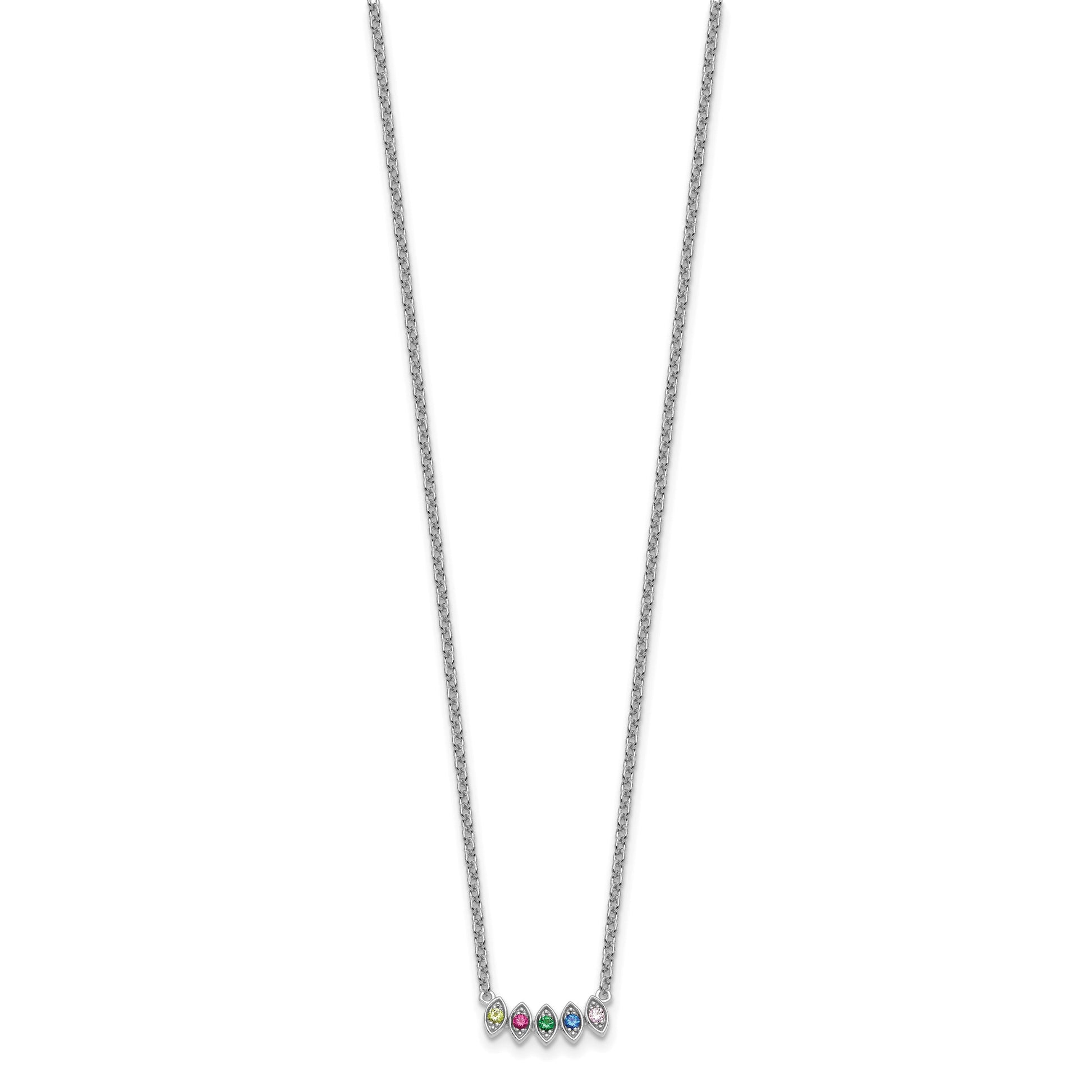 14k White Gold 5 Birthstone Mother's Necklace Mounting