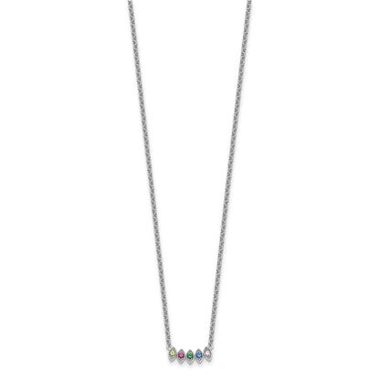 14k White Gold 5 Birthstone Mother's Necklace Mounting