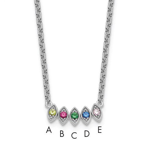 14k White Gold 5 Birthstone Mother's Necklace Mounting