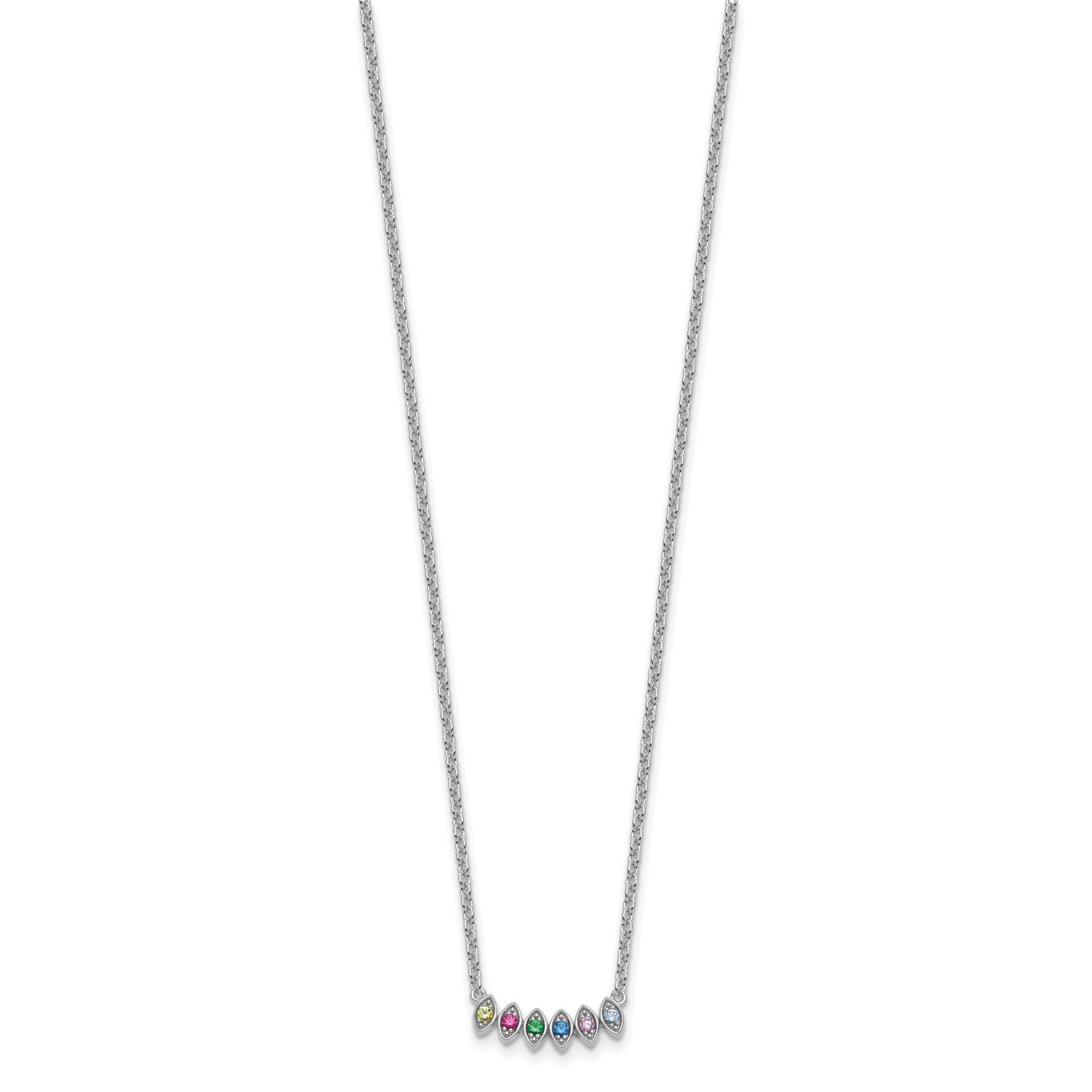 14k White Gold 6 Birthstone Mother's Necklace Mounting