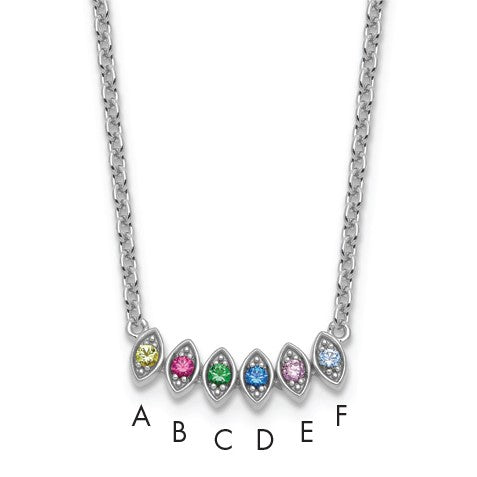 14k White Gold 6 Birthstone Mother's Necklace Mounting