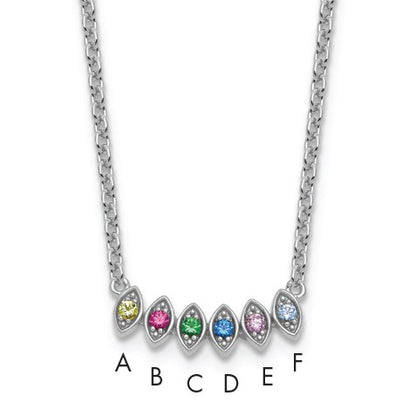 14k White Gold 6 Birthstone Mother's Necklace Mounting