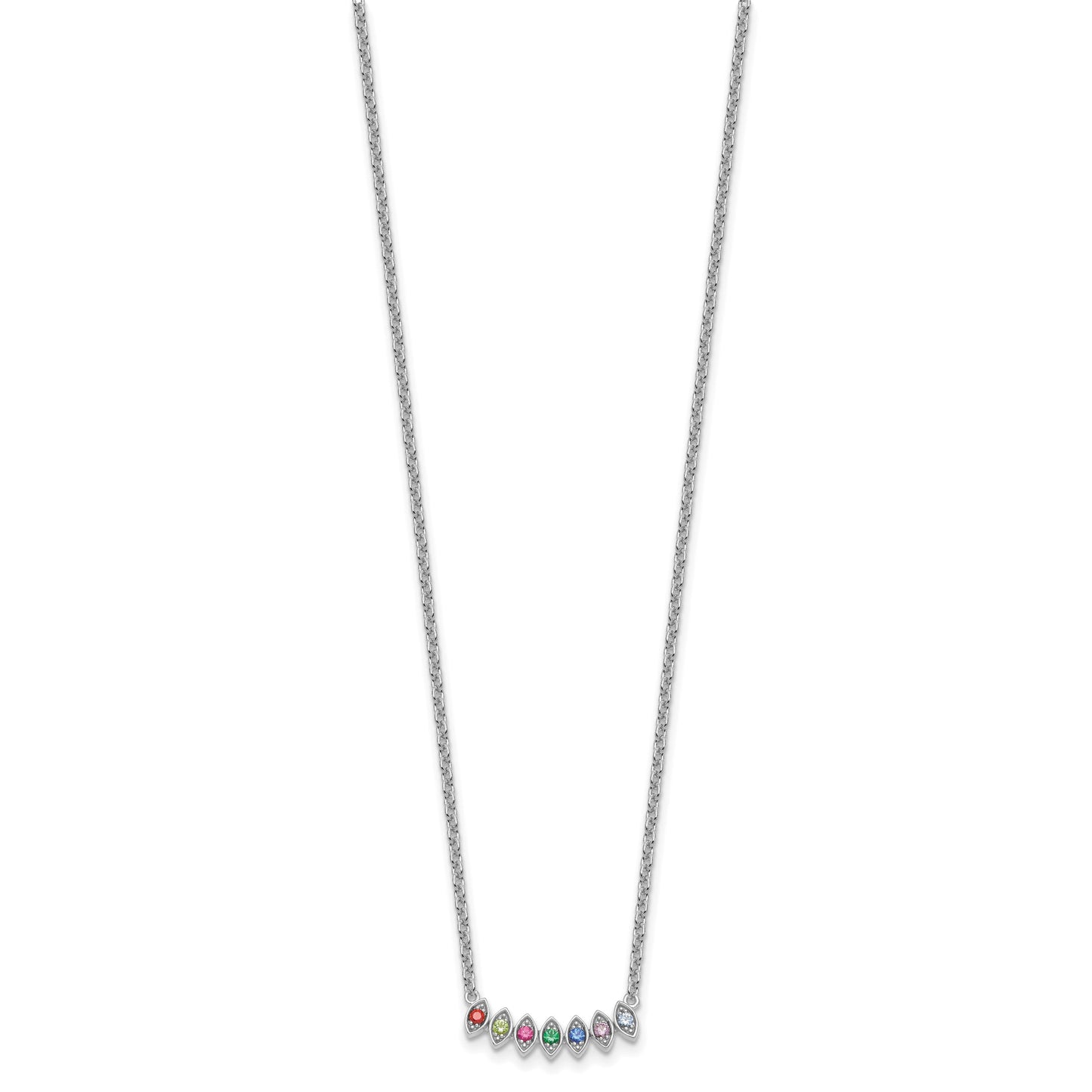 14k White Gold 7 Birthstone Mother's Necklace Mounting